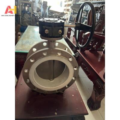 VAN BƯỚM  TAY QUAY  MẶT BÍCH INOX 